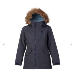 Burton hazel snowboard jacket in denim. Like new condition. Size large very warm